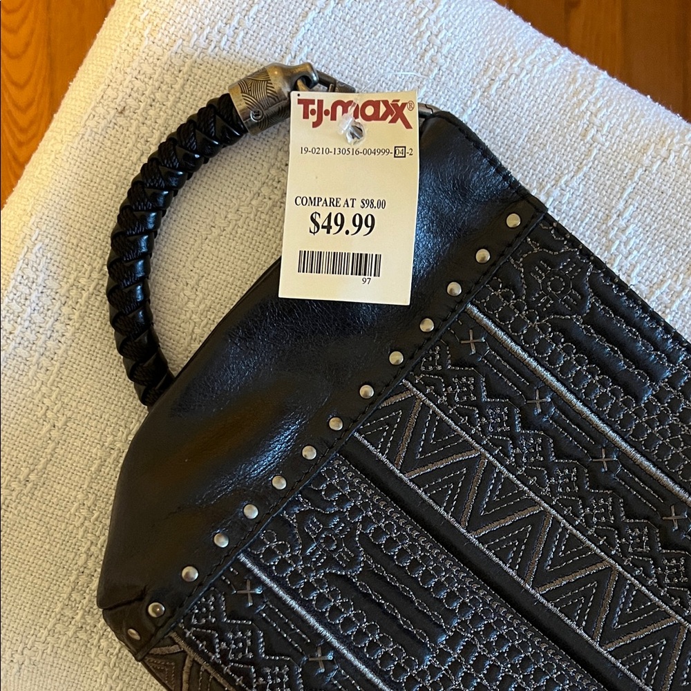 The Sak Black and Silver Embroidered Shoulder Bag - Picture 2 of 6